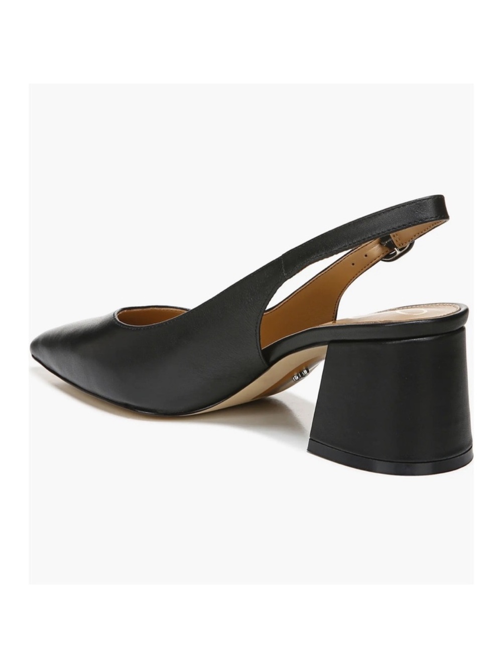 Sam Edelman Petra - Black Pointed-Toe Slingback Block Heel Pumps - Picture 3 of 9